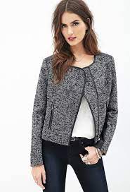 Faux Leather And Tweed Jacket Tweed Jacket Jackets Coats For Women