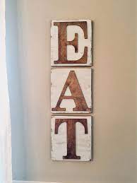 Eat Wood Wall Sign Set Of 3 Etsy Rustic Wall Art Blue Dining Room Walls Kitchen Wall Art