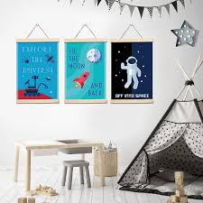 Pillow Toast Space Wall Art Set Four Astronaut Universe Posters Kids Room Decor Children Bedroom In 2020 Kids Bedroom Wall Decor Kids Bedroom Walls Boys Room Decor