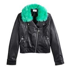 Disney D Signed Descendants Girls 7 16 Moto Jacket With Faux Fur Collar Faux Fur Collar Kids Fashion Hipster Fur Collars