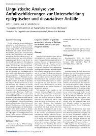 Pdf Linguistische Analyse Von Anfallsschilderungen Zur Unterscheidung Epileptischer Und Dissoziativer Anfalle