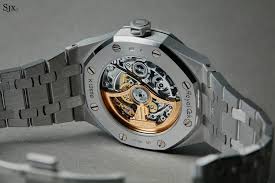 Glazed, having a frostlike appearance (glass); Up Close With The Audemars Piguet Royal Oak Frosted Gold Double Balance Rainbow Sjx Watches