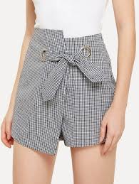Knot Front Overlap Plaid Shorts Sort Etek Elbise Tarzlari Etek Modelleri