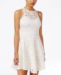 Material Girl Juniors 39 Lace Skater Dress Only At Macy 39 S After Prom Macy 39 S Lace White Dress Lace Skater Dress Lace Dress