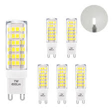 Led lamps, bulb made from glass, with retrofit pin base g9. Super Bright 7w G9 Gu9 Miniature Led Light Bulbs Capsule Corn Lamp Bulbs Cool White 6000k 600lm Ac220 240v Replace 60w G9 Halogen Light Bulb 6 Pack By Enuotek