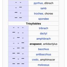 List Of Basic Poetic Meters Courtesy Of Tom Lewis Thanks Tom Poetic Writing Basic