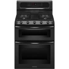 kitchenaid kgrs505xbl double oven gas