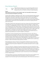 Ella & mrs suchitra ella start bharat biotech in genome valley, hyderabad, india—the first company to set up operations in the. Https Www Bharatbiotech Com Pdf Pressreleases Bharat Biotech Announces The Visit Of The Honourable Secretary Jan 08 2008 Pdf