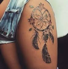 Awesome Tattoo Idea Feather Tattoos Dreamcatcher Tattoo Thigh Indian Feather Tattoos