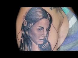 neo-traditional Lana Del Rey portrait Tattoo