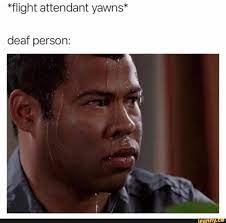 Flight Attendant Yawns Deaf Person