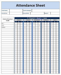 attendance sheet word template word templates for free