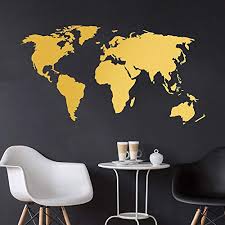 Wall decals from kohl's are ideal for adding some extra style to any room in your house! Decalmile Gold World Map Wall Decals Modern Living Room Wall Stickers Art Bedroom Office Home Decor Buy Online In Trinidad And Tobago At Desertcart