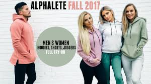 alphalete fall sizing guide men womens hoodies joggers and shorts