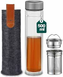 Natürlich steht und fällt die qualität einer thermoskanne mit ihrem warmhaltevermögen. Teeflasche Glas Mit Sieb Edelstahl Tea To Go Tee Trinkflasche Thermo Bereiter Ebay