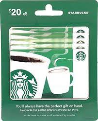 Starbucks gift card terms and conditions are subject to modification at any time. Amazon Com Starbucks Gift Cards Multipack Of 5 20 Gift Cards