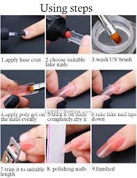 How do you do gel nails? Polygel Kit With Uv Led Lamp Nail Extension Builder Gel Full Cover Nail Tips Brush File Poly Gel Poly Gel Gel Nails Diy Poly Gel Nails