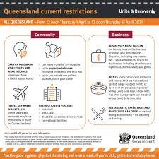 Qld records three new local cases after new exposure sites listed, restrictions to ease. Queensland Government Covid 19 Update Restrictions Easing From Midday Today Thursday 1 April Restrictions Will Ease In Greater Brisbane All Of Queensland Will Be Subject To The Same Restrictions Our