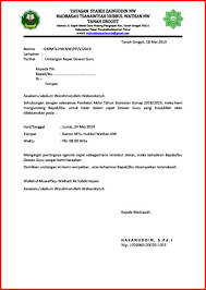 Contoh surat undangan peresmian masjid. Contoh Surat Rapat Sekolah Mudah