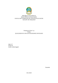 Instagram oficial do ministério da saúde. Qualidade De Vida Em Angola Docsity