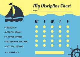 Blue And Yellow Boat Wheel Discipline Reward Chart
