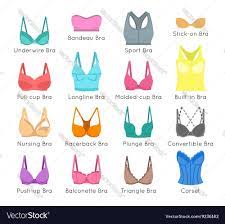 Bra design flat colorful icons set Royalty Free Vector Image