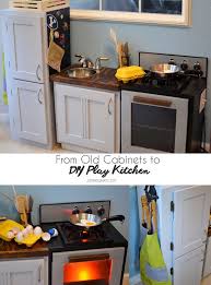 Diy Kids Play Kitchen From Old Cabinets Diy Play Kitchen Kids Play Kitchen Play Kitchen