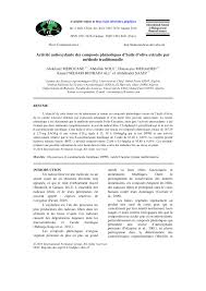 Pdf Activite Antioxydante Des Composes Phenoliques D Huile D Olive Extraite Par Methode Traditionnelle