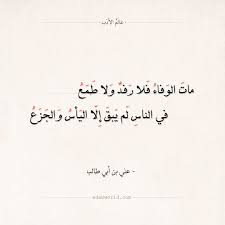 شعر علي بن أبي طالب مات الوفاء فلا رفد ولا طمع عالم الأدب Weird Words Arabic Calligraphy Words