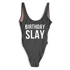 Birthday Slay Plus Size Customized Swimsuits Your Text Etsy Women Swimsuits Swimwear Swimsuits