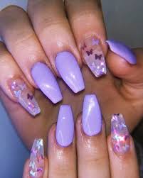 Summer acrylic nails best acrylic nails acrylic nail designs neutral nail designs manicure nail designs ombre nail designs nail cute black nail designs | naildesignsjournal.com. Short Purple Acrylic Nails With Glitter Novocom Top