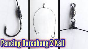 Rangkaian pancing dasaran ini cocok sekali untuk di gunakan di segala spot, di muara, di sungai, tambak, kolam, parit dan di spot lainnya. Cara Mengikat Kail Pancing Cabang 2 How To Create Double Hooks Fishing Line Youtube