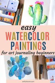 Wait until the water has soaked in a little and then dab on green paint and watch it. Easy Watercolor Paintings For Art Journaling Beginners Artful Haven