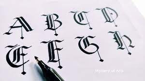 Каллиграфические и скриптовые шрифты с кириллицей. Gothic Uppercase Tutorial Capital Letters How To Write A To Z Gothic Calligraphy Fonts Youtube