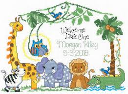Savannah and jungle animals cross stitch patterns. Jungle Animal Cross Stitch Baby Birth Record Cross Stitch Chart Jungle Nursery Jungle Baby Birth Cross Stitch Baby Cross Stitch Pattern Plastic Canvas Sewing Needlecraft Staniwills Com