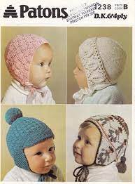 Baby Knitted Hats Pattern Bonnets And Helmets To Handknit For Etsy Baby Hats Knitting Baby Knitting Vintage Knitting Patterns