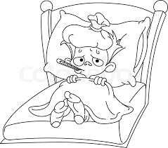 On a tip from our friends at press california, we had the page translated. Outlined Sick Kid Lying In Bed Vector Stock Vector Colourbox