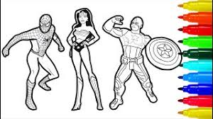 You be the master painter! Spiderman Wonder Woman Iron Man Wolverine Captain America Batman Coloring Pages Youtube
