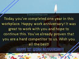Happy work anniversary brad!,19 years of awesomeness. Happy 1st Year Work Anniversary Wishes Quotes Craftquote Com
