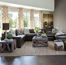We did not find results for: Sectional In Center Instead Of Against The Walls Dark Couch And Neutral Curtains Farm House Living Room Living Room Leather Couches Living Room