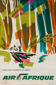 Air Afrique Original Travel Poster Gabon Africa Vintage Airline Posters Travel Posters Vintage Posters