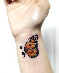 New Beginning Semicolon Tattoo Idea Black Butterfly Tattoo Butterfly Wing Tattoo Beauty Tattoos