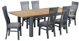 Deluxe oak 240cm extending dining table. Treviso Midnight Blue And Oak Extending Dining Table With Chairs Cfs Furniture Uk