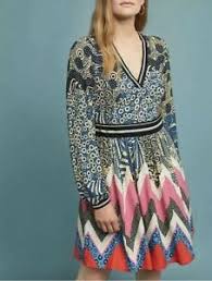 Details About Anthropologie Dress Nwt Size 12 Maeve Patchwork Sporty Chevron Print Dress New
