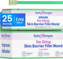 Safe n' Simple Skin Barrier Wand - 25 Individually Packed Wands - Sting  Free Applicator - Sterile Swab for Ostomy - No Sting Alcohol Free Skin  Barrier ...