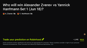 June 18, 2026: Alexander Zverev vs Yannick Hanfmann: Set 1 Winner Prediction Market