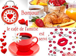 Bonjour, le café de l'amitie est servi, bisous | Bon reveil, Bonjour gif, Bonjour