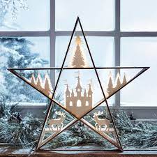 Alberta Forest Star Silhouette Window Light Lights4fun Co Uk Christmas Window Lights Beautiful Christmas Decorations Contemporary Christmas