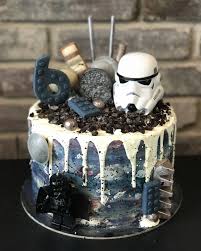 It's a chocolate cake with vanilla buttercream and decorated in marshmallow fondant. Starwars Drip Cake War Cake Star Wars Birthday Cake Star Wars Cake