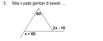 Tentukan nilai x dan besar sudut a pada segitiga diatas ! Latihan Garis Dan Sudut Matematika